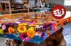 ببینید؛ مراحل شگفت انگیز ساخت یک میز چوبی با گل طبیعی توسط نجار ماهر کره ای