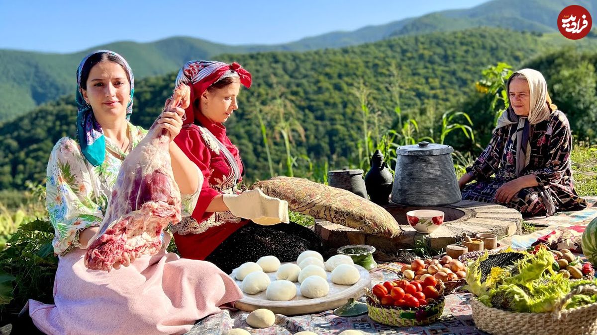 ببینید؛ غذای روستایی در ایران؛ پخت آبگوشت اصیل و نان تافتون