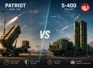 تصاویر| مقایسه سیستم‌های پدافند هوایی  MIM-104 Patriot آمریکا و S-400 Triumf  روسیه
