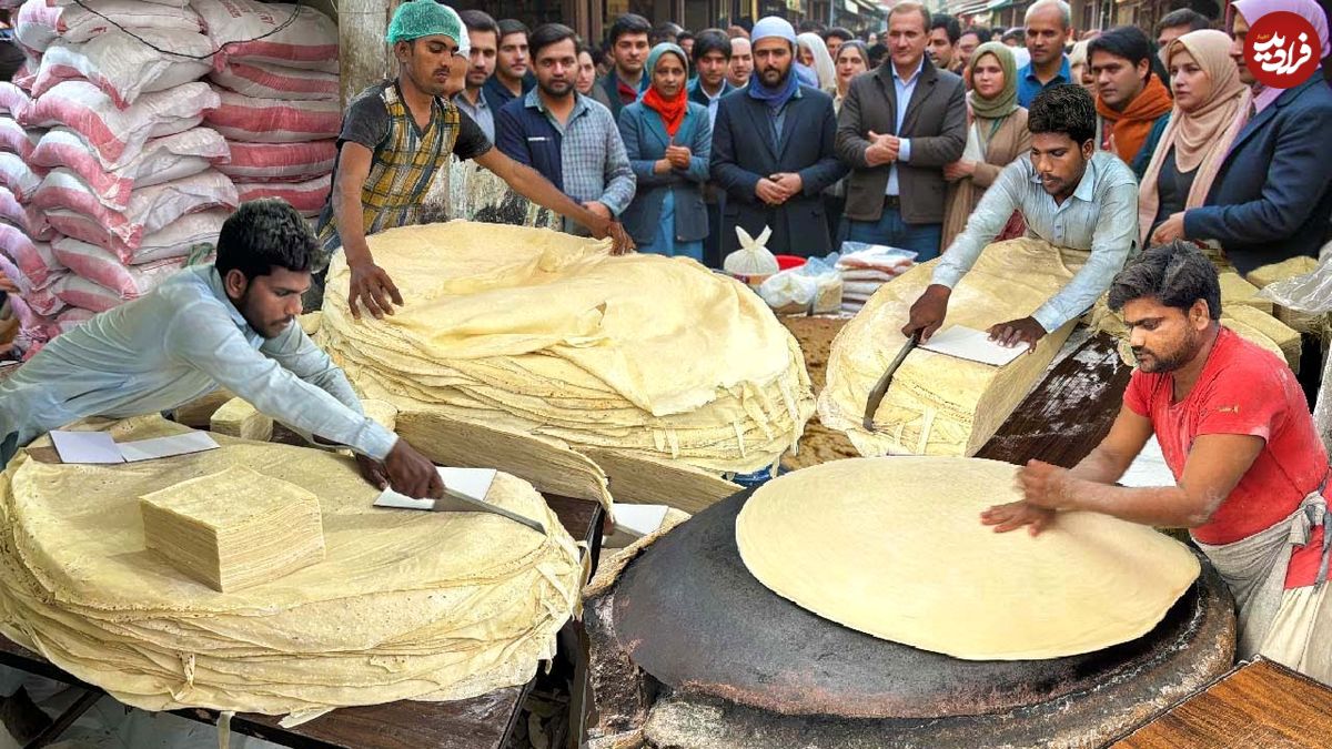 ببینید؛ مراحل تماشایی پخت نان محلی ماندا در کراچی پاکستان
