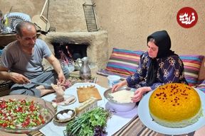 ببییند؛ غذای روستایی در ایران؛ پخت ته چین مرغ روی آتش
