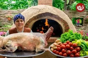 ببینید| غذای روستایی در آذربایجان؛ کباب کردن بره 15 کیلوگرمی در تنور گِلی