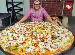 ببینید؛ غذای روستایی در هند؛ پخت یک پیتزای غول پیکر به روش مادربزرگ مشهور