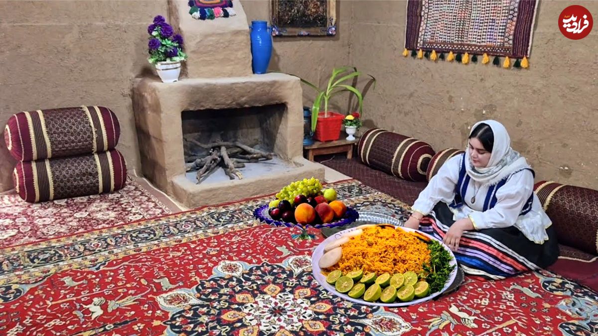 ببینید؛ غذای روستایی در ایران؛ پخت لوبیا پلو با سالاد شیرازی