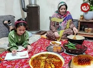 ببینید| غذای روستایی در ایران؛ پخت قیمه بادمجان سنتی در روستایی کوهستانی