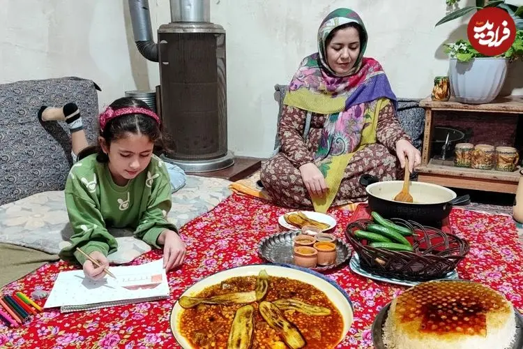 ببینید| غذای روستایی در ایران؛ پخت قیمه بادمجان سنتی در روستایی کوهستانی