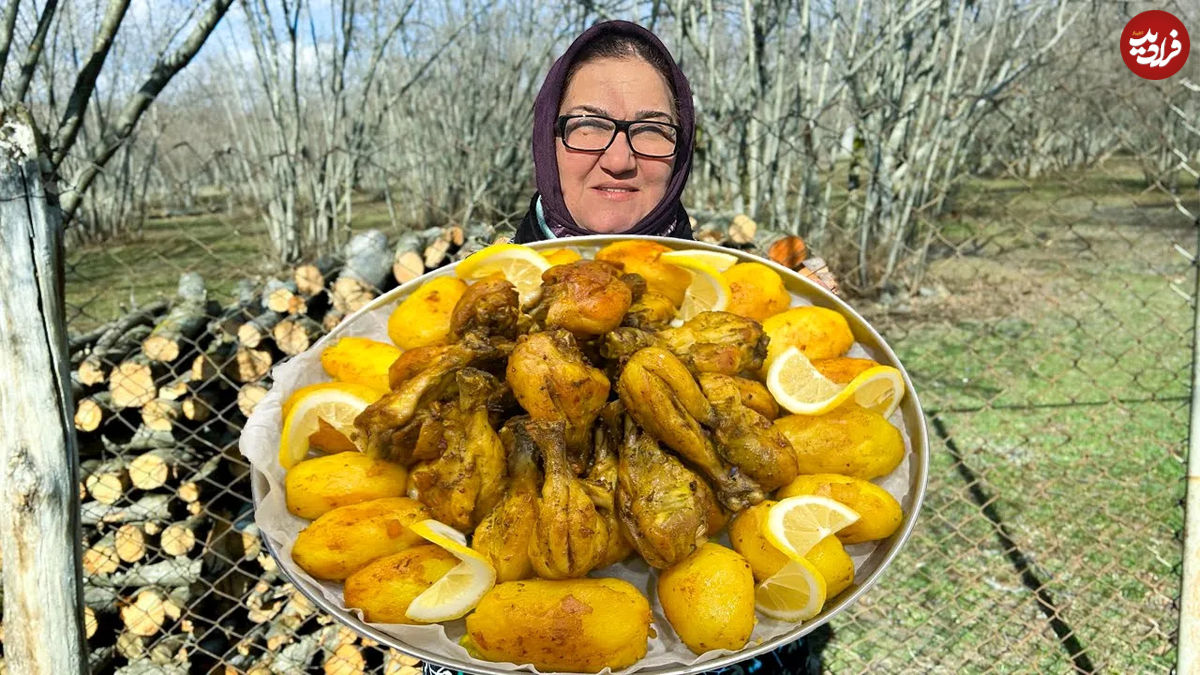 (ویدئو) نحوه پخت متفاوت ران مرغ ازبکی توسط مادر بزرگ روستایی تاتارستانی
