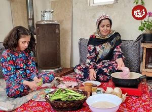 ببینید؛ غذای روستایی در ایران؛ نحوه پخت باقالی پلو با مرغ زعفرانی