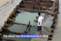 ببینید؛ طوفان، کشتی باستانی را آشکار کرد