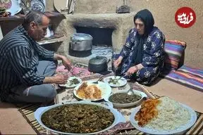 ببینید| غذای روستایی در ایران؛ پخت قورمه سبزی با مرغ توسط زوج روستایی