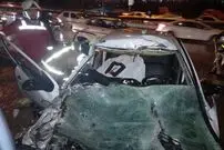 (عکس) له شدن مرگبار جلوبندی پژو ۲۰۷ در اتوبان چمران؛ ایربگ باز شد اما فایده نداشت!