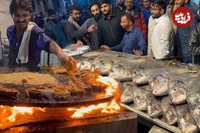 ببینید؛ غذای خیابانی در پاکستان؛ ماهی سرخ شده و کبابی با ادویه های تند در کراچی 
