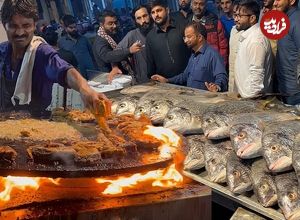 ببینید؛ غذای خیابانی در پاکستان؛ ماهی سرخ شده و کبابی با ادویه های تند در کراچی 