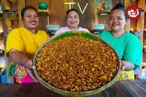 ببینید| غذای روستایی در سنگاپور؛ پخت یک غذای سنتی با کرم ابریشم و سبزیجات