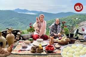 ببینید؛ غذای روستایی در گیلان؛ پخت آبگوشت با ماهیچه گوسفند و نان تازه