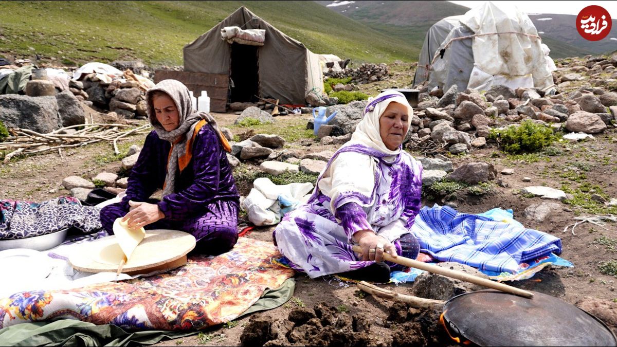 ببینید؛ غذای عشایری در ایران؛ پخت نان سنتی روی ساج و تهیه کره سنتی