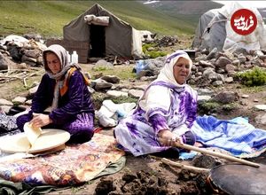 ببینید؛ غذای عشایری در ایران؛ پخت نان سنتی روی ساج و تهیه کره سنتی
