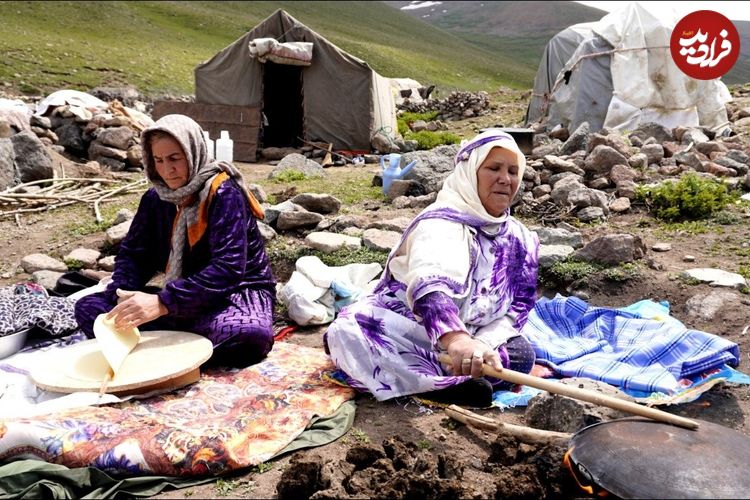 ببینید؛ غذای عشایری در ایران؛ پخت نان سنتی روی ساج و تهیه کره سنتی
