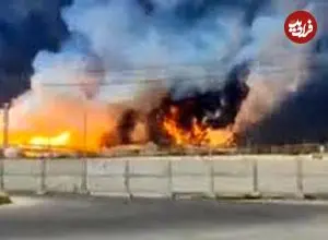 ببینید| جزئیات آتش‌سوزی در منطقه صنعتی «راس لفان» قطر