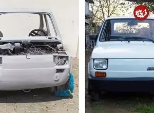 ببینید؛ مراحل دیدنی بازسازی و تعمیر یک فیات 126 که سال ها رها شده بود!  