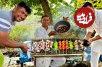 ببینید؛ غذای روستایی در پاکستان؛ پخت خوراک و کباب پیشاوری با گوشت بره کنار رودخانه 