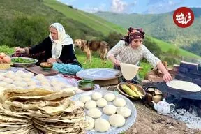 ببینید| غذای روستایی در ایران؛ پخت نان تافتون و تهیه عدسی در کوهستان