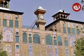 عکس| سفر در زمان؛ شمس‌العماره از نمای خیابان کناری آن در دوره قاجاریه