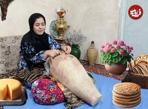 ببینید| غذای روستایی در ایران؛ تهیه کره محلی و نان سنتی در تنور