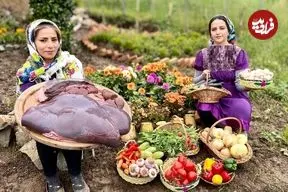 ببینید| غذای روستایی در ایران؛ پخت غذا با جگر گاو و نان سنتی