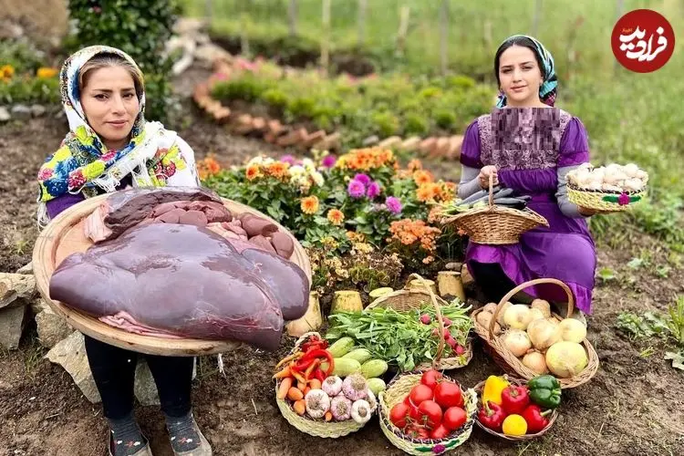 ببینید| غذای روستایی در ایران؛ پخت غذا با جگر گاو و نان سنتی