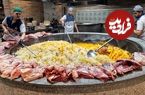 ببینید؛ غذای خیابانی در ازبکستان؛ پخت سمرقندپلو با گوشت در دیگ 3 تنی در تاشکند
