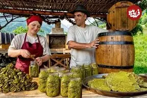 ببینید| غذای روستایی در آذربایجان؛ پخت دلمه برگ مو به روش سنتی