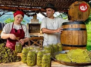 ببینید| غذای روستایی در آذربایجان؛ پخت دلمه برگ مو به روش سنتی