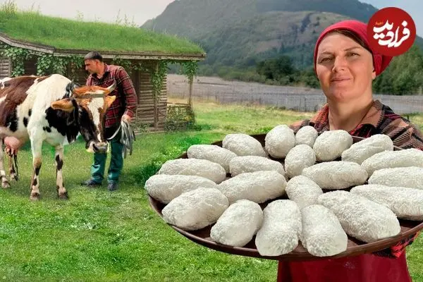ببینید| غذای روستایی در آذربایجان؛ تهیه پای پنیر سنتی با شیر تازه در طبیعت روستا