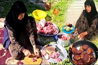ببینید؛ غذای روستایی در ایلام ؛ پخت کوفته کردی به روش یک مادربزرگ خوش ذوق