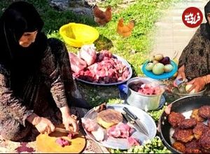ببینید؛ غذای روستایی در ایلام ؛ پخت کوفته کردی به روش یک مادربزرگ خوش ذوق