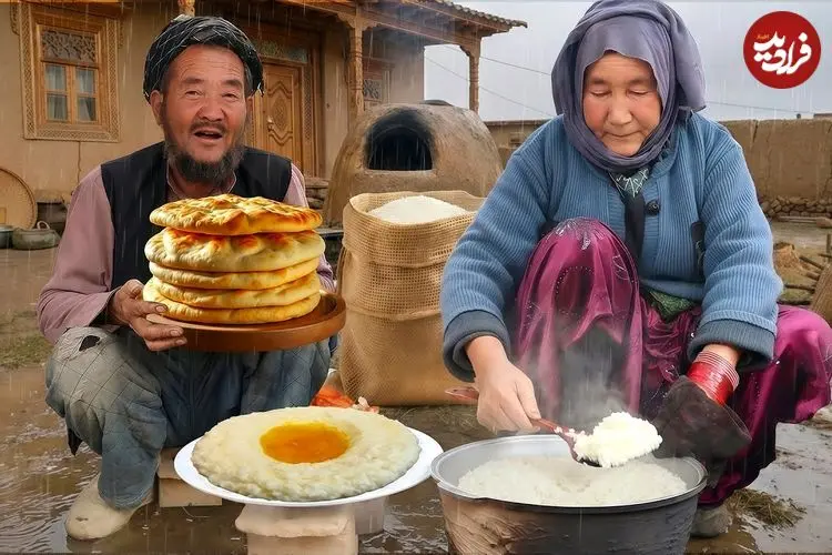 ببینید| غذای روستایی در افغانستان؛ پخت نان سنتی و شیر برنج در هوای سرد روستا 