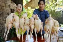 ببینید| غذای روستایی در کامبوج؛ پخت یک غذای محلی با مرغ با پیاز و تخم مرغ