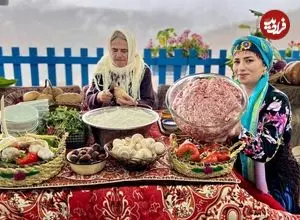 ببینید| غذای روستایی در ایران؛ پخت کوفته با گوشت چرخ کرده در طبیعت زیبای روستا