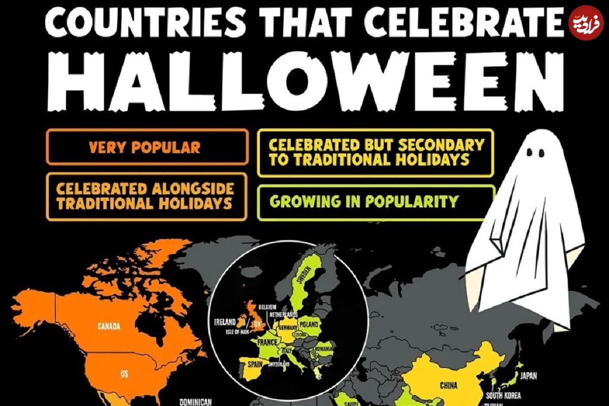اینفوگرافی؛ کشورهایی که مردم آن‌ها هالووین را جشن می‌گیرند 