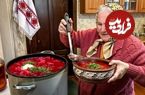ببینید؛ غذای روستایی در اوکراین؛ پخت غذا با لبو در هوای برفی توسط یک مادربزرگ