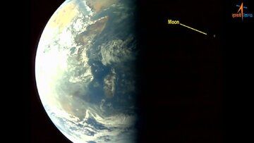 ( عکس) سلفی جالب کاوشگر خورشیدی هند با زمین و ماه