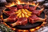 ببینید| غذای روستایی در آمریکا؛ تهیه استیک و سیب زمینی  سرخ کرده در جنگل