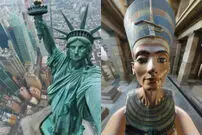 (تصاویر) وقتی مجسمه های مشهور جهان سلفی میگیرند