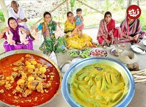ببینید؛ غذای روستایی در هند؛ پخت خوراک کاری مرغ و غذای محلی «پتول درما»