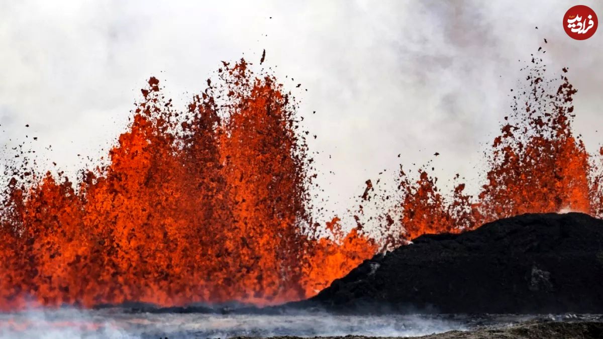 (ویدئو) جلوه‌گری طبیعت با فوران آتشفشان در جنوب غربی ایسلند