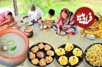 ببینید؛ غذای روستایی در هند؛ پخت یک غذای سنتی با ماهی، سیب زمینی و نخود