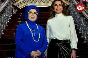 تصاویر| استقبال همسر اردوغان از ملکه اردن