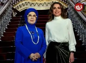 تصاویر| استقبال همسر اردوغان از ملکه اردن