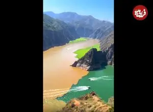 ببینید| پدیده طبیعی شگفت‌انگیز تلاقی رود دائو (Dao) با رود بزرگ زرد در چین